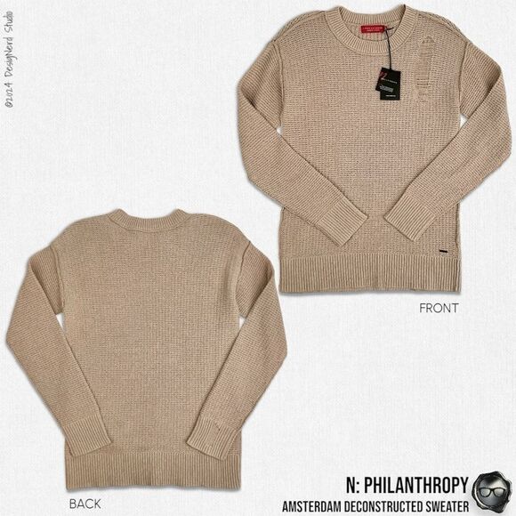 N:PHILANTHROPY AMSTERDAM DECONSTRUCTED SWEATER IN AUTUMN BLONDE BEIGE SIZE SMALL - Picture 16 of 16